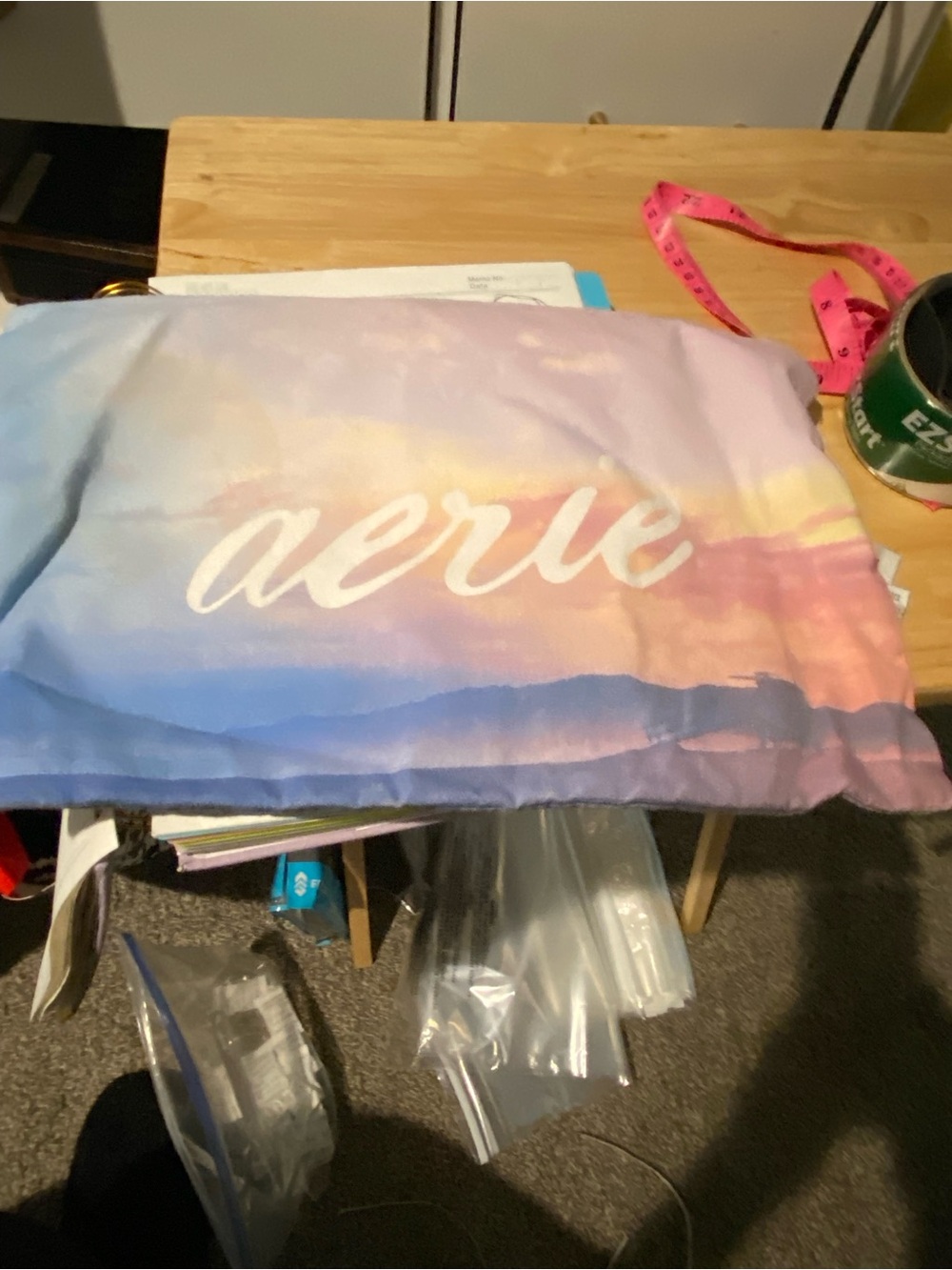 Aerie Sunset Gradient Pink/Blue color utility zippered bag